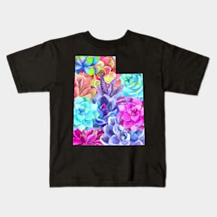 Vaporwave Utah Succulents Kids T-Shirt